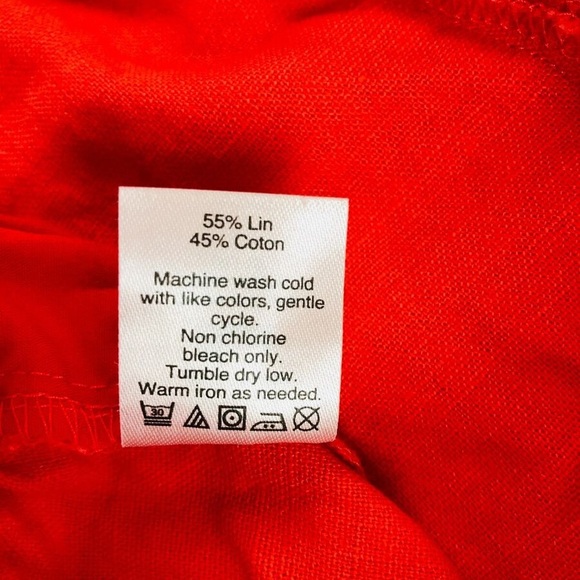 J.CREW Short Women's Size Small Red Orange Smocked Waist Linen Blend Drawstring - Picture 5 of 6